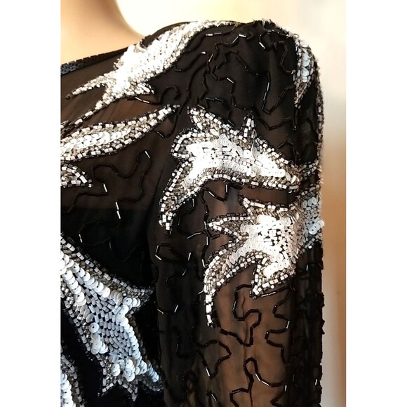Vintage 80s A.J. Bari Beaded Sequins Silk Dress Size 8 Almost Perfect Stunning - Picture 12 of 14